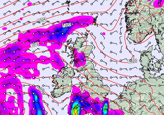 United Kingdom forecast chart for Saturday, May 9th, 2026 at 12:00 AM