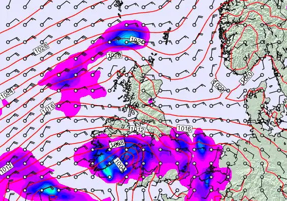 United Kingdom forecast chart for Saturday, May 9th, 2026 at 12:00 PM