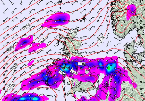 United Kingdom forecast chart for Saturday, May 9th, 2026 at 6:00 PM