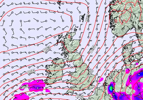 United Kingdom forecast chart for Monday, May 11th, 2026 at 12:00 AM