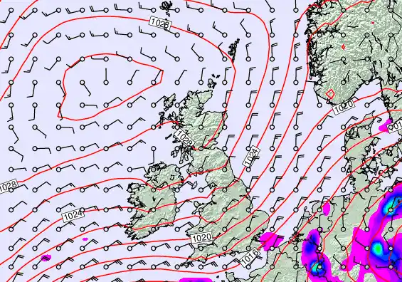 United Kingdom forecast chart for Monday, May 11th, 2026 at 6:00 AM