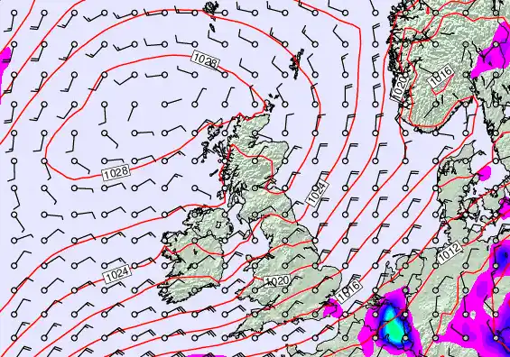 United Kingdom forecast chart for Monday, May 11th, 2026 at 12:00 PM