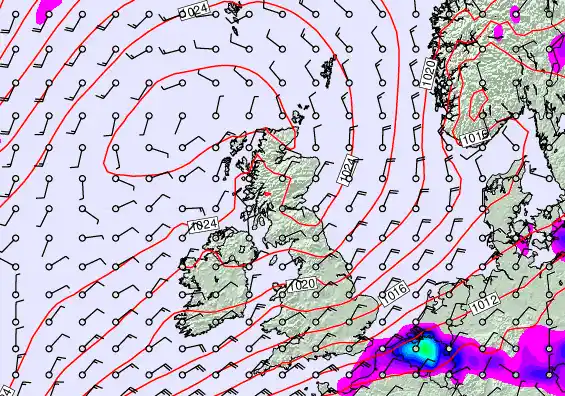 United Kingdom forecast chart for Monday, May 11th, 2026 at 6:00 PM