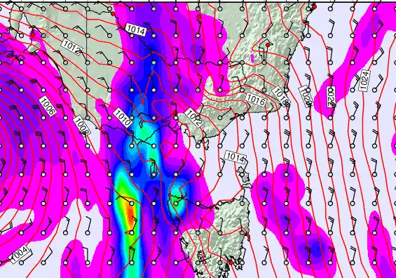 Victoria & Tasmania forecast chart for Sunday, May 3rd, 2026 at 12:00 AM