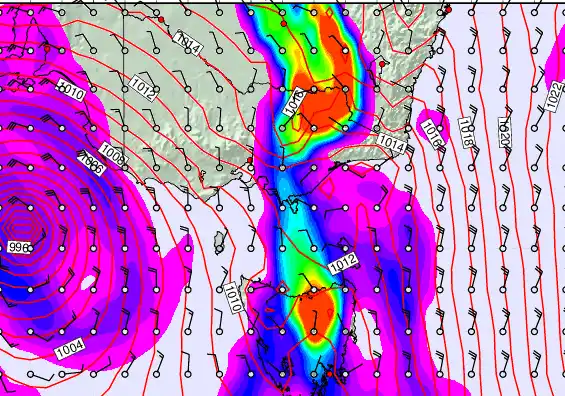 Victoria & Tasmania forecast chart for Sunday, May 3rd, 2026 at 12:00 PM