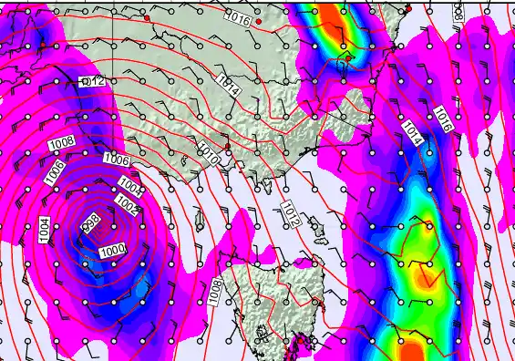 Victoria & Tasmania forecast chart for Monday, May 4th, 2026 at 12:00 AM