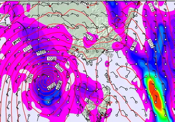 Victoria & Tasmania forecast chart for Monday, May 4th, 2026 at 6:00 AM