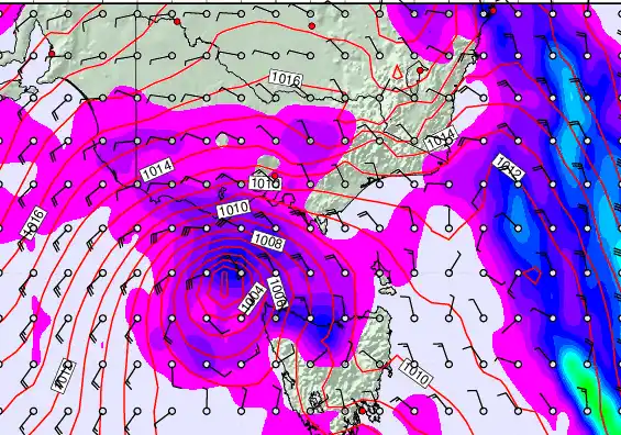 Victoria & Tasmania forecast chart for Monday, May 4th, 2026 at 12:00 PM