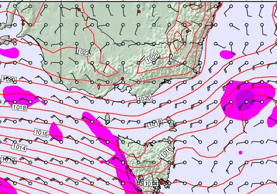 Victoria & Tasmania forecast chart for Tuesday, May 5th, 2026 at 12:00 PM