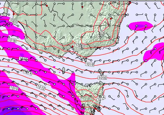Victoria & Tasmania forecast chart for Tuesday, May 5th, 2026 at 6:00 PM