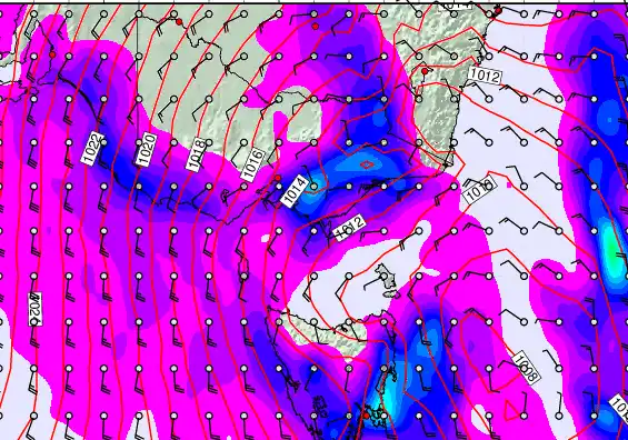 Victoria & Tasmania forecast chart for Thursday, May 7th, 2026 at 12:00 AM