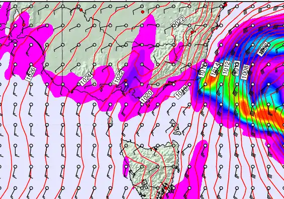 Victoria & Tasmania forecast chart for Friday, May 8th, 2026 at 12:00 PM