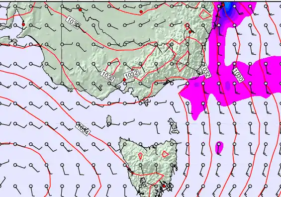 Victoria & Tasmania forecast chart for Monday, May 11th, 2026 at 12:00 AM