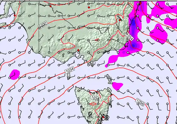 Victoria & Tasmania forecast chart for Tuesday, May 12th, 2026 at 12:00 AM