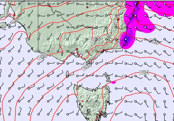 Victoria & Tasmania forecast chart for Tuesday, May 12th, 2026 at 6:00 AM