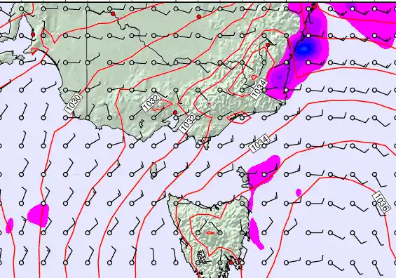 Victoria & Tasmania forecast chart for Tuesday, May 12th, 2026 at 12:00 PM