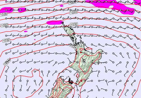 North Island forecast chart for Sunday, May 3rd, 2026 at 12:00 AM