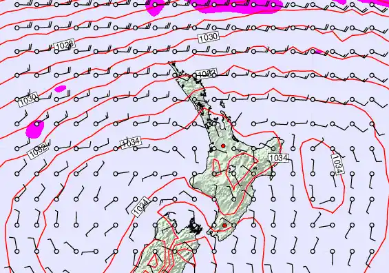 North Island forecast chart for Sunday, May 3rd, 2026 at 12:00 PM