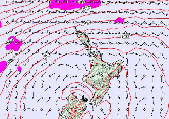 North Island forecast chart for Sunday, May 3rd, 2026 at 6:00 PM