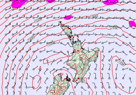 North Island forecast chart for Monday, May 4th, 2026 at 6:00 AM