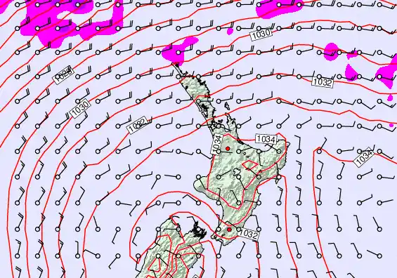 North Island forecast chart for Monday, May 4th, 2026 at 12:00 PM