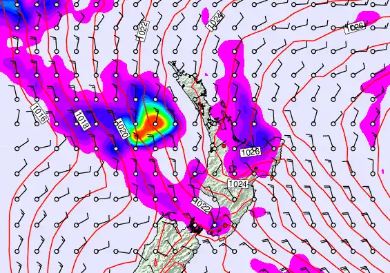 North Island forecast chart for Thursday, May 7th, 2026 at 6:00 AM