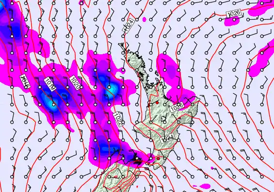 North Island forecast chart for Thursday, May 7th, 2026 at 12:00 PM