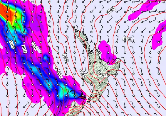 North Island forecast chart for Thursday, May 7th, 2026 at 6:00 PM