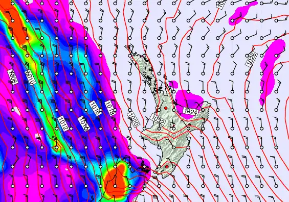 North Island forecast chart for Friday, May 8th, 2026 at 12:00 AM