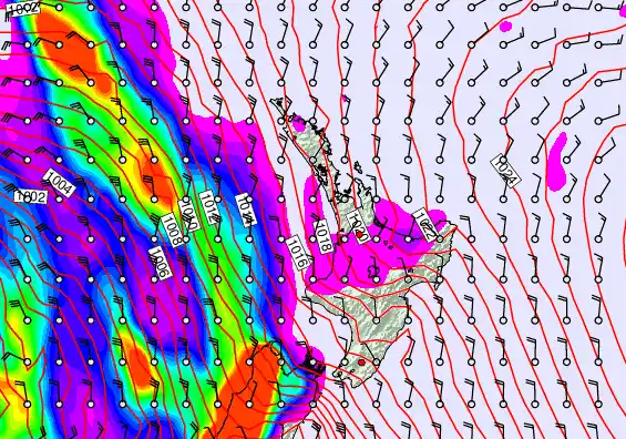 North Island forecast chart for Friday, May 8th, 2026 at 6:00 AM