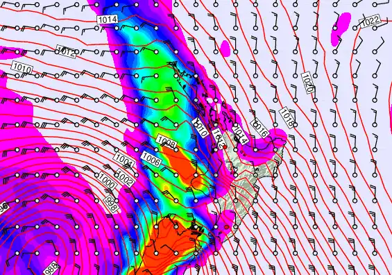 North Island forecast chart for Friday, May 8th, 2026 at 6:00 PM