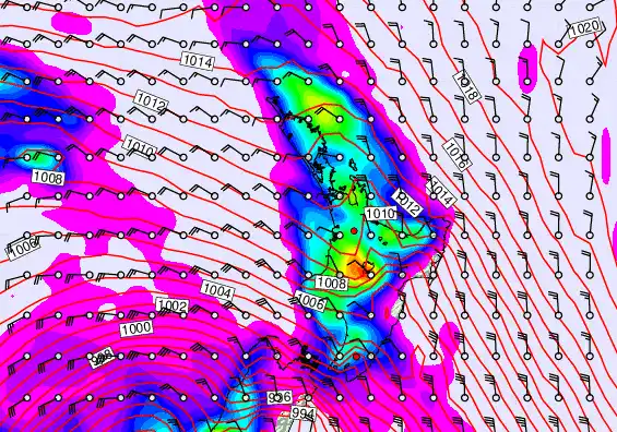 North Island forecast chart for Saturday, May 9th, 2026 at 12:00 AM
