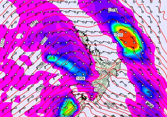 North Island forecast chart for Saturday, May 9th, 2026 at 12:00 PM
