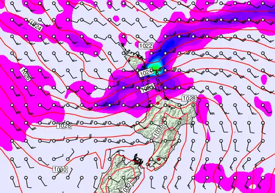 North Island forecast chart for Tuesday, May 12th, 2026 at 12:00 PM