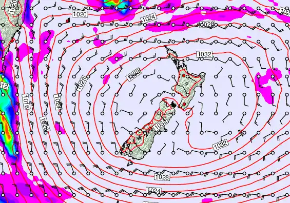 New Zealand forecast chart for Sunday, May 3rd, 2026 at 6:00 PM