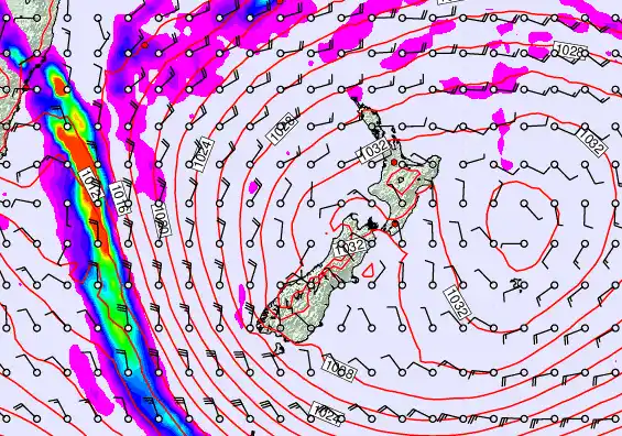 New Zealand forecast chart for Monday, May 4th, 2026 at 6:00 PM