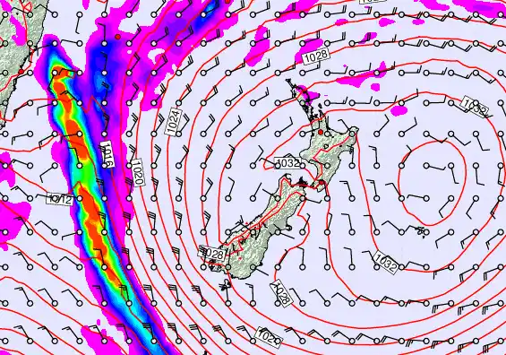New Zealand forecast chart for Tuesday, May 5th, 2026 at 12:00 AM