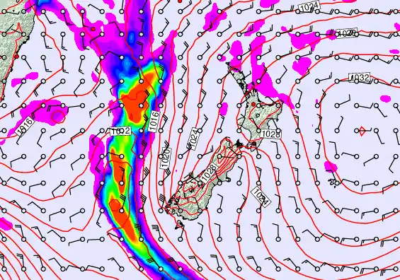 New Zealand forecast chart for Tuesday, May 5th, 2026 at 6:00 PM