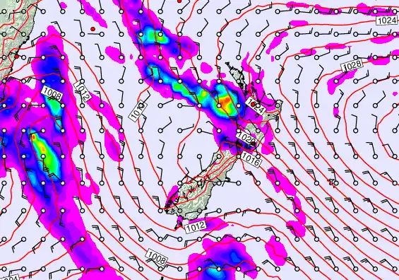 New Zealand forecast chart for Thursday, May 7th, 2026 at 12:00 AM
