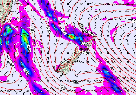 New Zealand forecast chart for Thursday, May 7th, 2026 at 6:00 AM