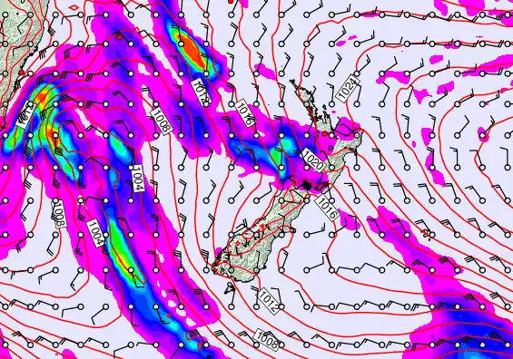 New Zealand forecast chart for Thursday, May 7th, 2026 at 12:00 PM