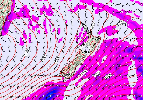 New Zealand forecast chart for Monday, May 11th, 2026 at 12:00 PM