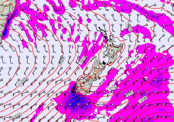New Zealand forecast chart for Monday, May 11th, 2026 at 6:00 PM