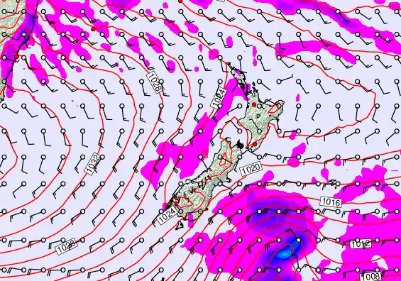 New Zealand forecast chart for Tuesday, May 12th, 2026 at 6:00 AM