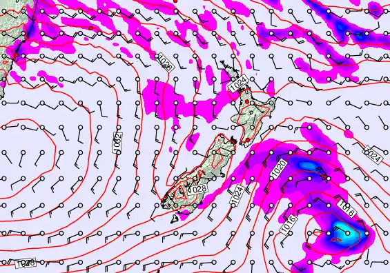 New Zealand forecast chart for Tuesday, May 12th, 2026 at 6:00 PM