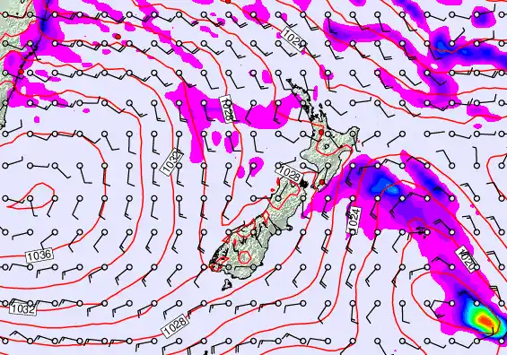 New Zealand forecast chart for Wednesday, May 13th, 2026 at 12:00 AM
