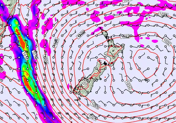 New Zealand forecast chart for Monday, May 4th, 2026 at 6:00 PM