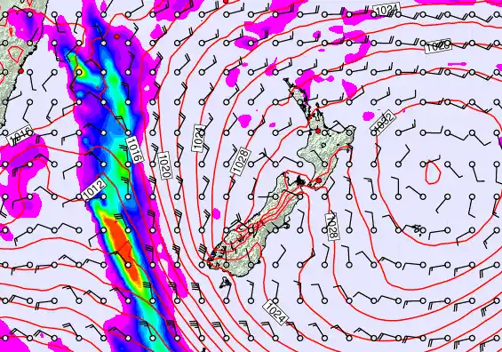 New Zealand forecast chart for Tuesday, May 5th, 2026 at 6:00 AM