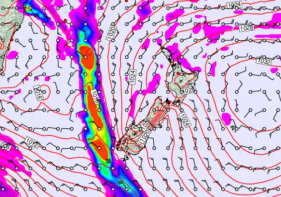 New Zealand forecast chart for Tuesday, May 5th, 2026 at 6:00 PM