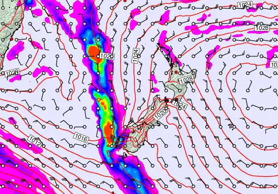 New Zealand forecast chart for Wednesday, May 6th, 2026 at 12:00 AM